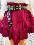 Gonna con balza bordeaux  asimmetrica