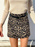 Gonna in tweed leopardata