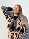 Cardigan con frange e cinta dettaglio Cipria