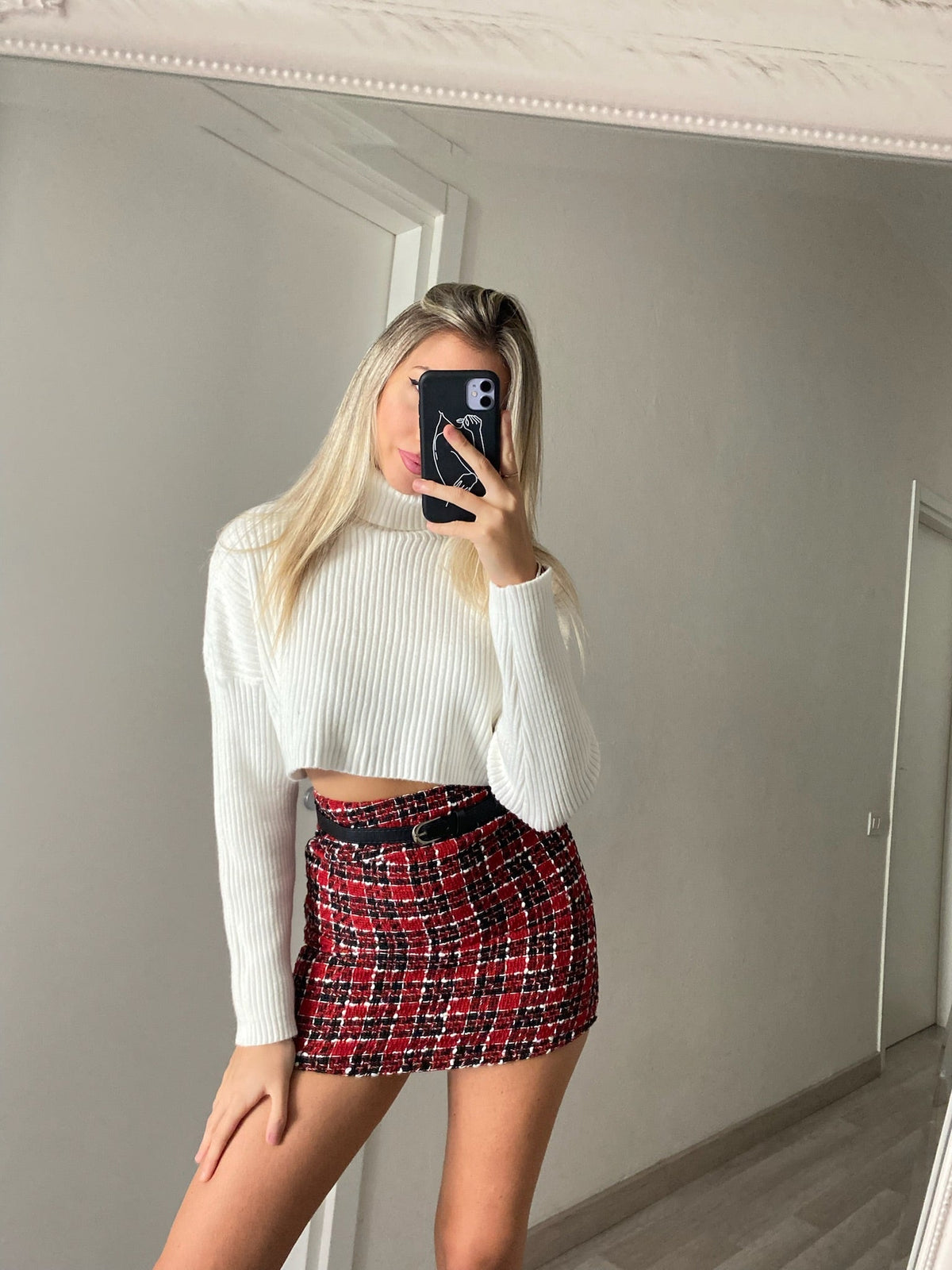 Gonna in tweed rossa
