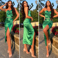 Abito midi verde scollo a V