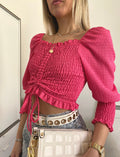 Top arricciato Fuxia