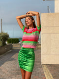 Gonna aderente verde con punto luce