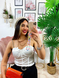 Top con catena in strass