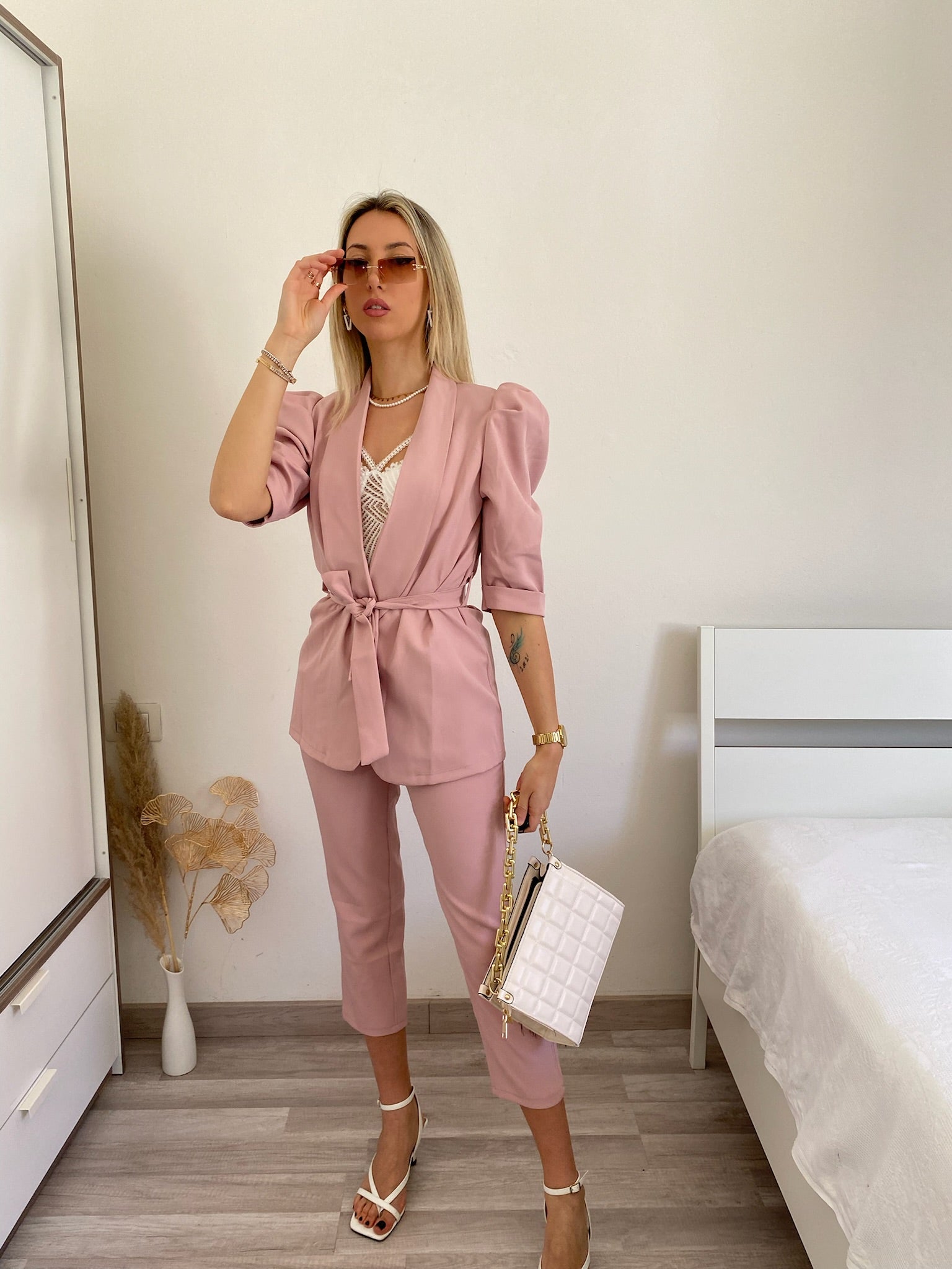 Completo giacca e pantalone cipria