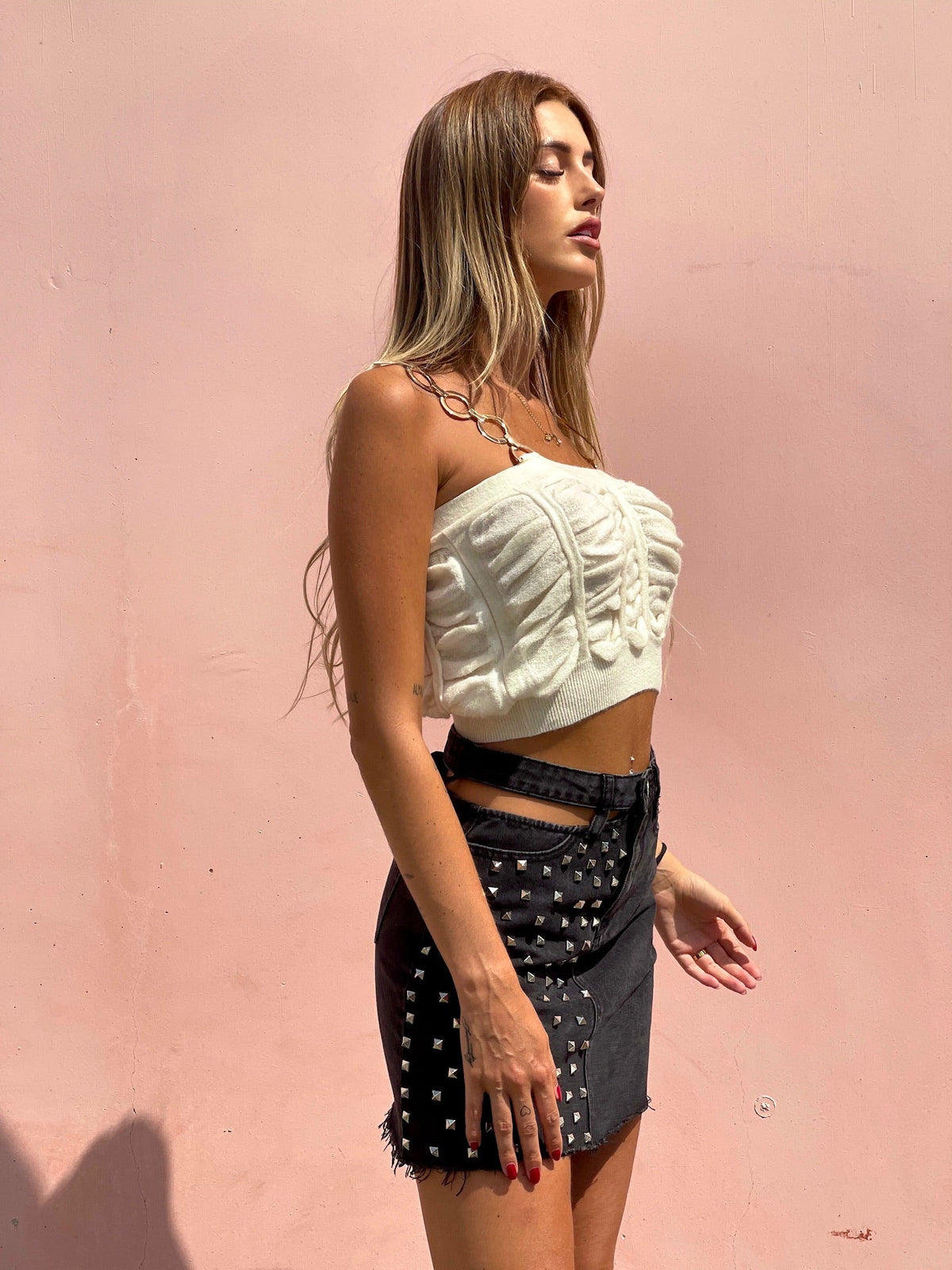 Cardigan panna a trecce