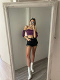 Top purple scollo a cuore