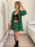 Completo giacca e Short maculato verde