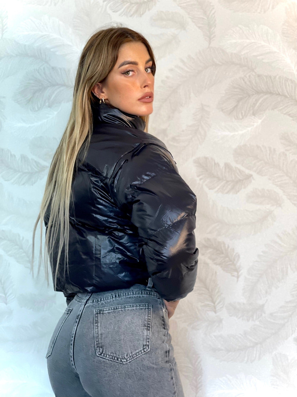 Piumino Crop nero