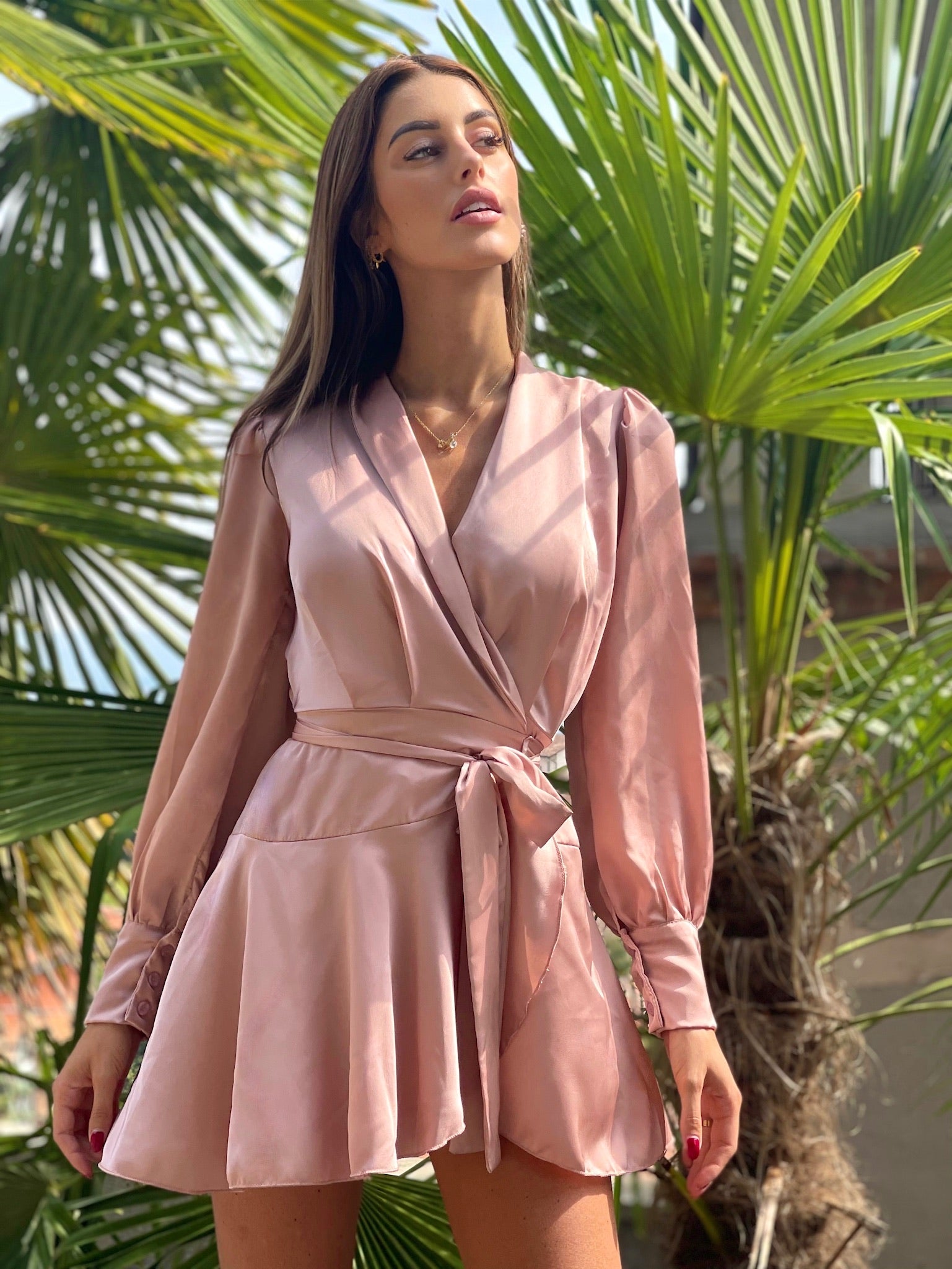 Abito in raso rosa