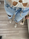 Jeans con cuore e strass