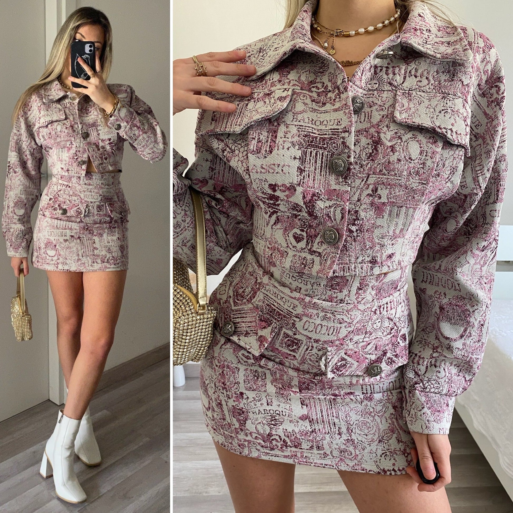 Completo giacca e gonna Fuxia