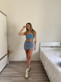Top in jeans con strass