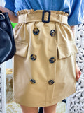 Gonna in cotone con bottoncini e cintura