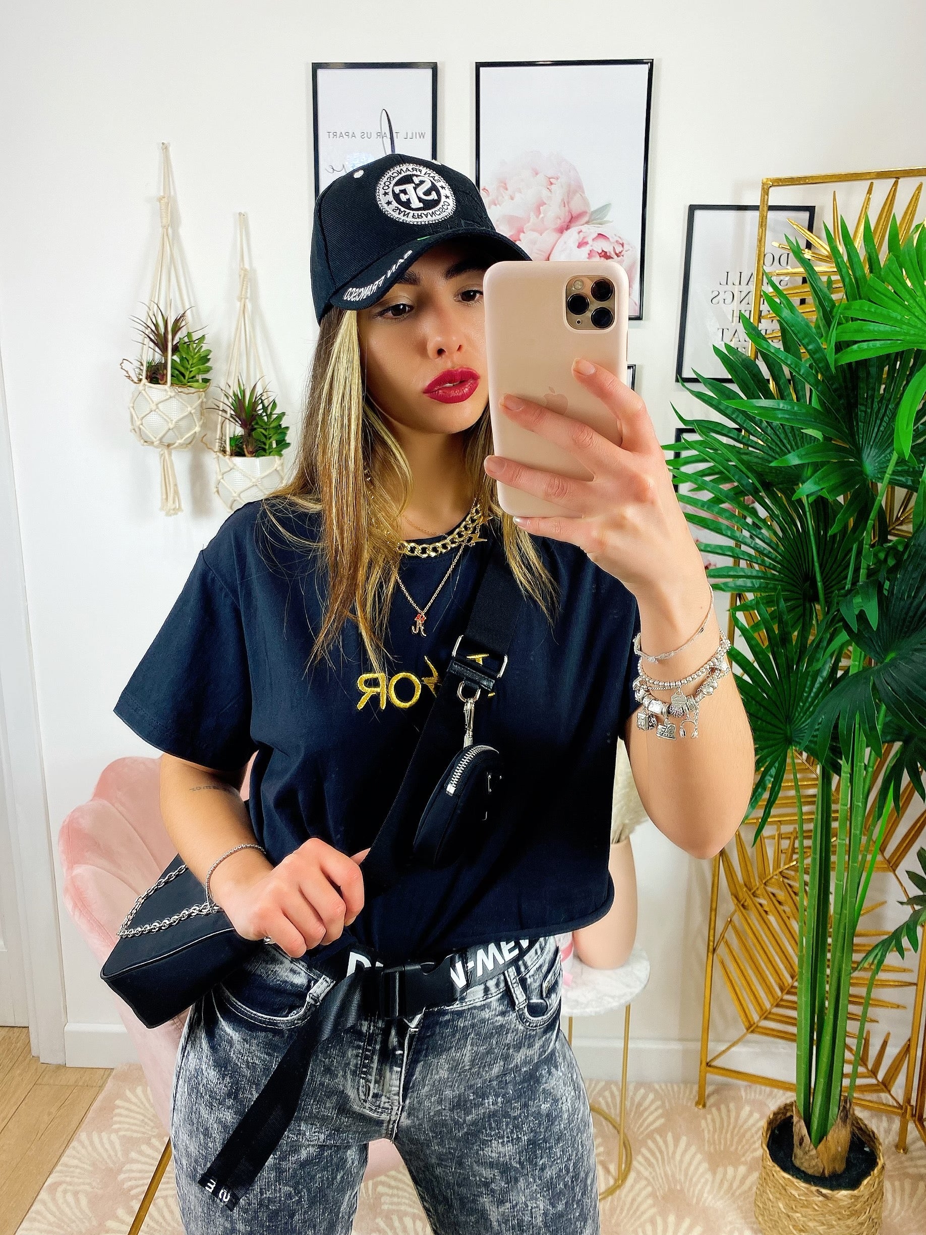 T-shirt con stampa D Nera