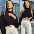 Pull nero rigo bianco