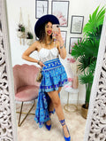 Gonna asimmetrica azzurra e celeste