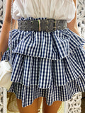 Gonna a balze sfumatura bianco blu