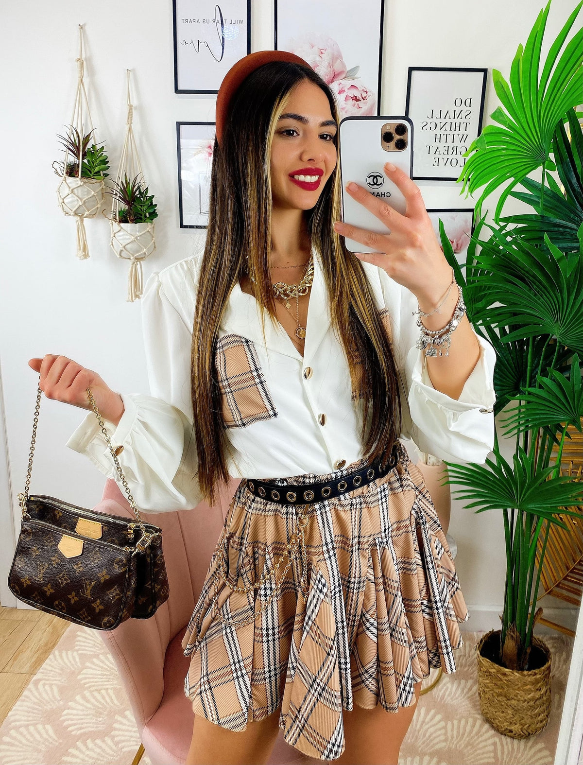 Camicia con tasca ricamata Bianca