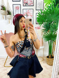 Top stampa bandana dettaglio Maculato