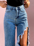 Jeans con maxi spacco
