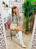Camicia maculata con borsetta Bianca