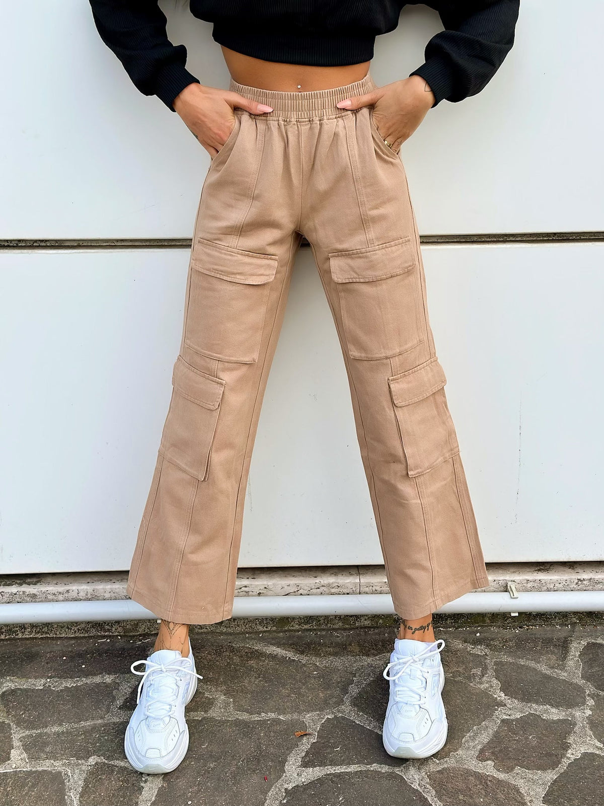 Jeans cargo Camel con tasche