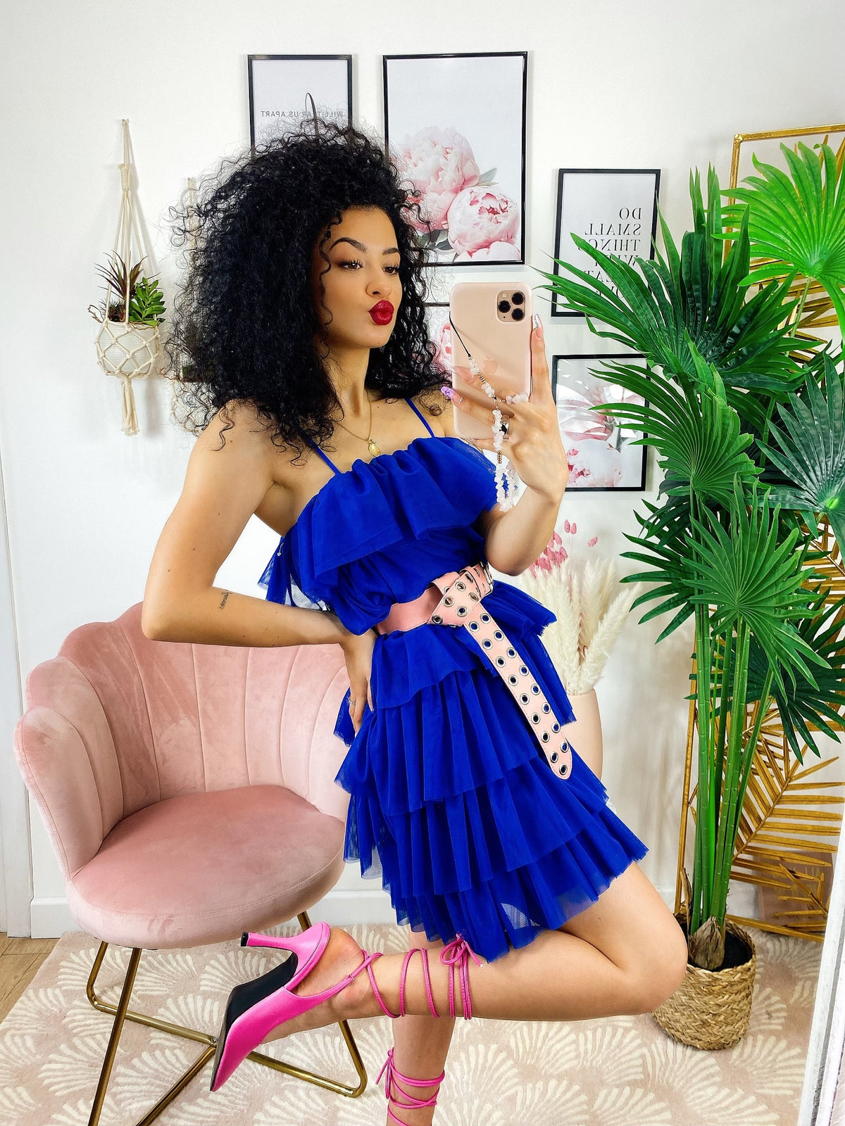 Abito in tulle a balze Venere blu