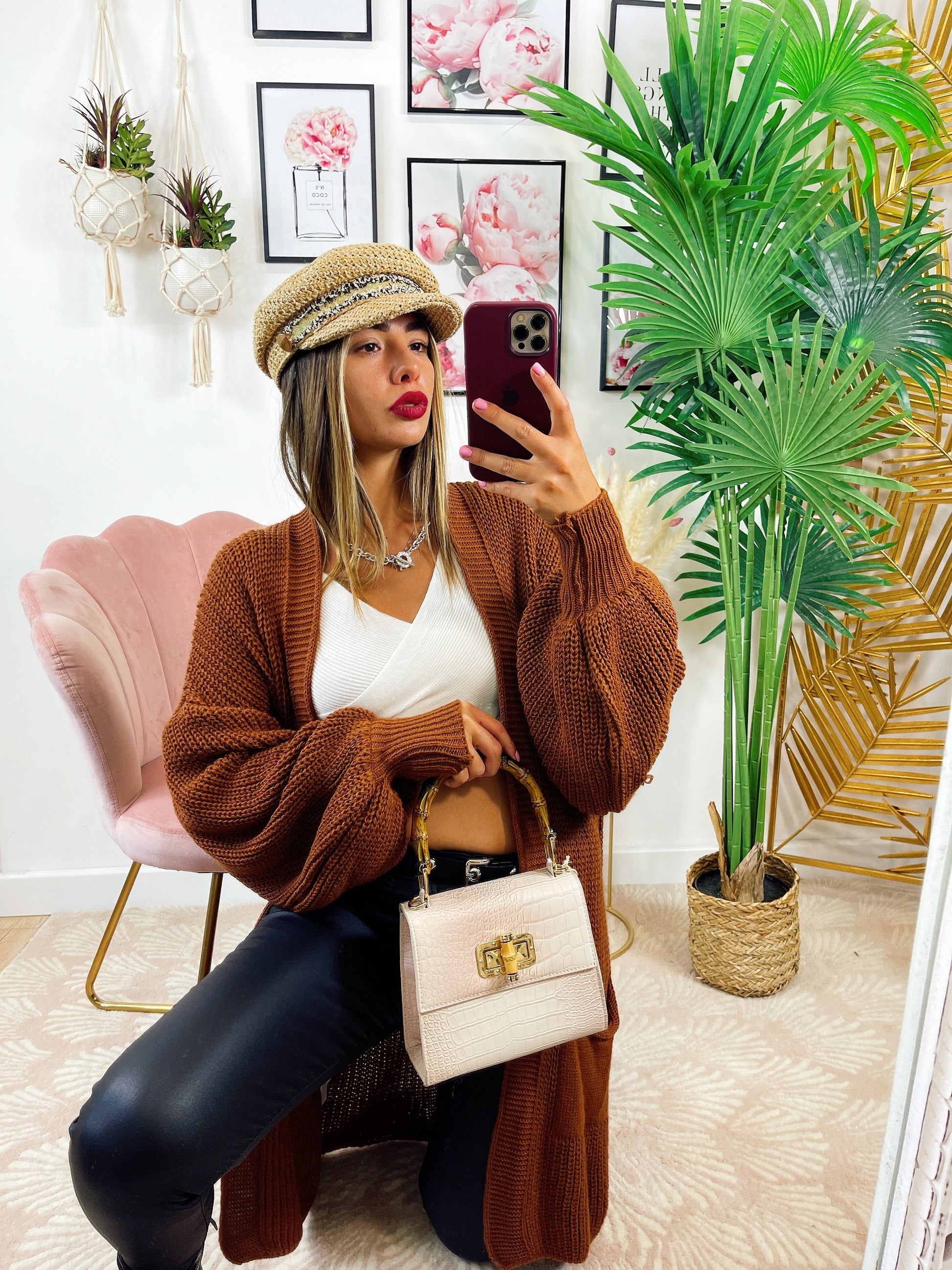 Cardigan lungo camel