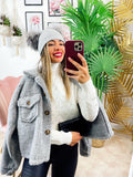 Cappotto corto Teddy grigio