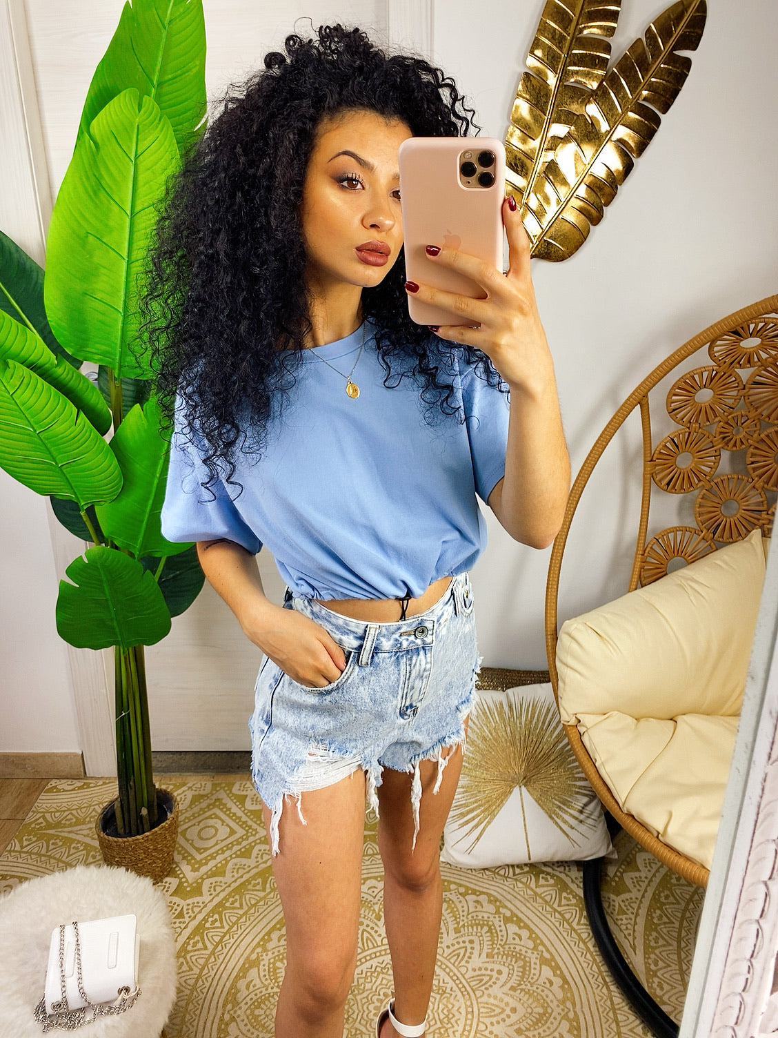Maglia a top crop carta da zucchero con elastico