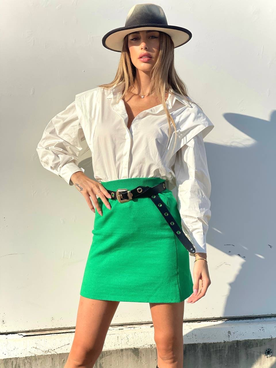 Gonna elasticizzata verde