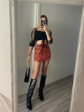 Gonna animalier arancio nero