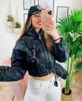 Bomber crop a rombi Nero