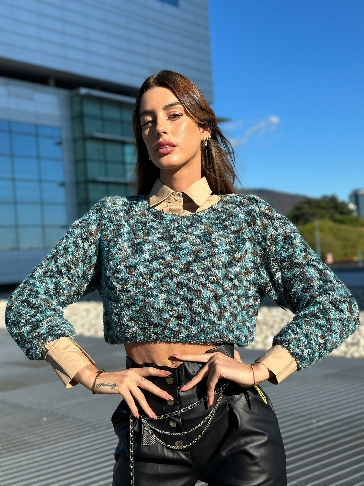 Maglione multicolor azzurro