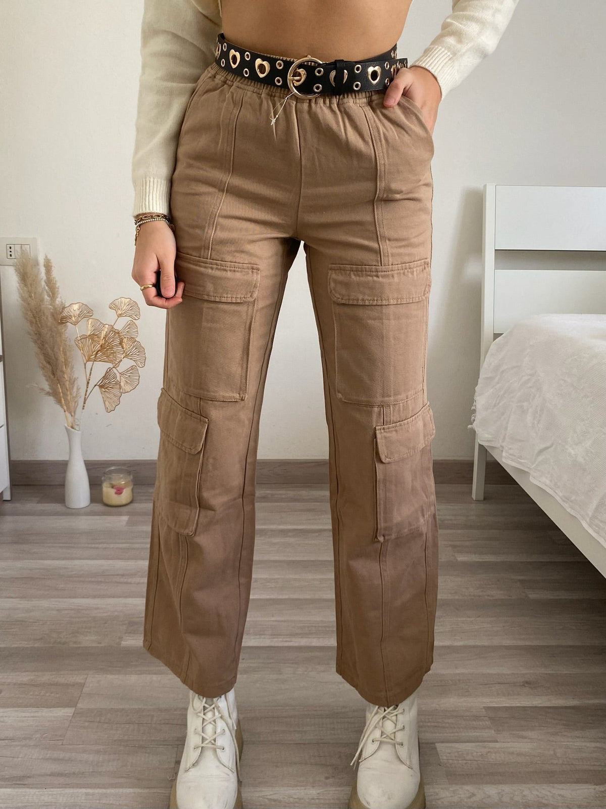 Jeans cargo Camel con tasche