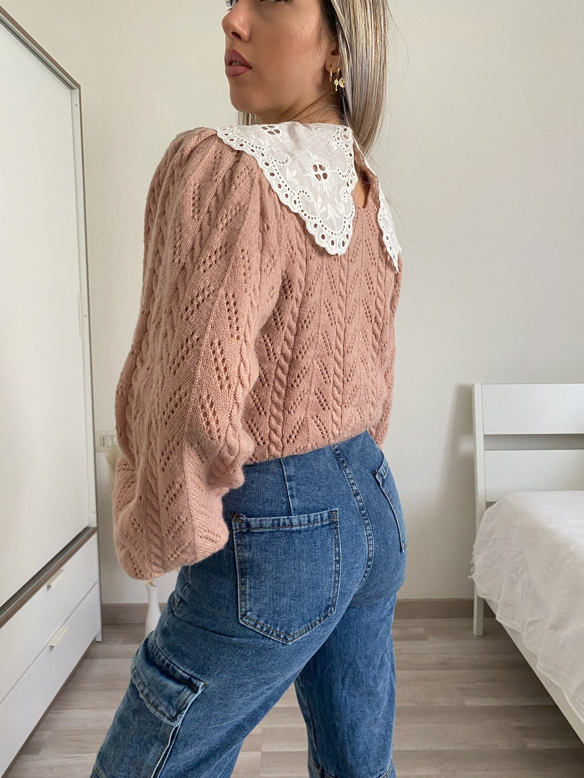 Maglione rosa collo a Camicetta rosa
