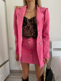 Completo giacca e gonna bottoni oro Fuxia