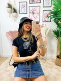 T-Shirt Crop con aquila nera