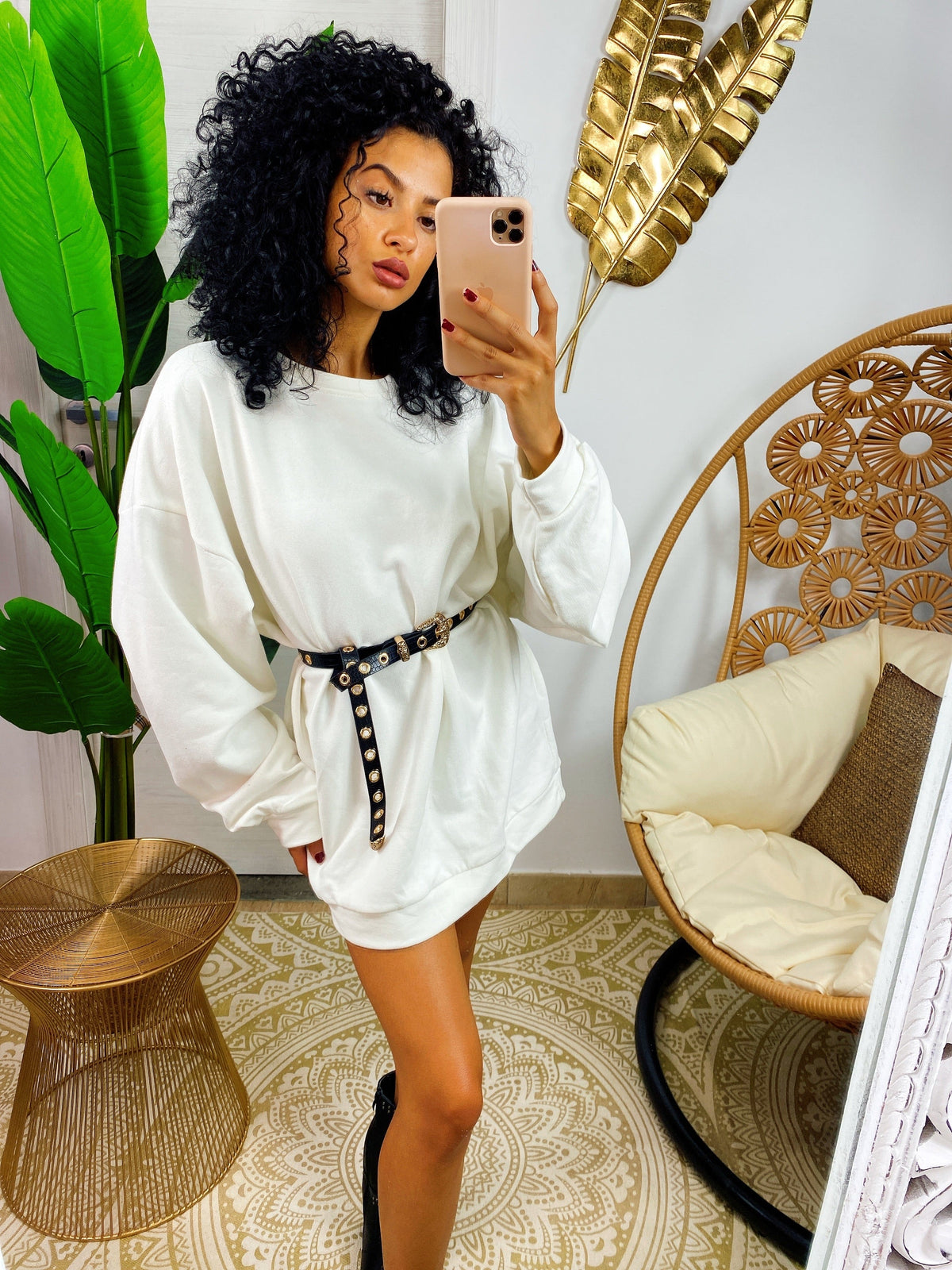 Maxi felpa easy bianca