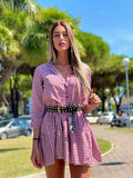 Maxi camicione a quadri bordeaux