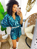 Abito con paillettes azzurro