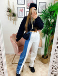 Tuta a jeans bicolor