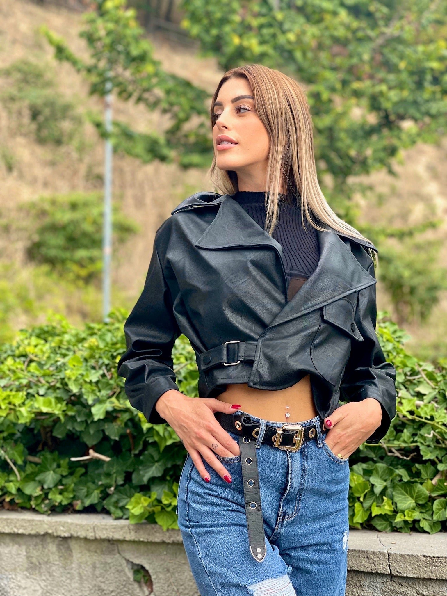 Giacca in eco pelle nera