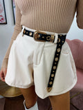 Short in eco pelle con tasche Beige