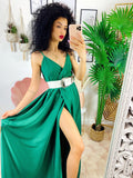 Abito con maxi spacco verde