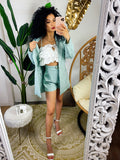 Set giacca e short verdeacqua