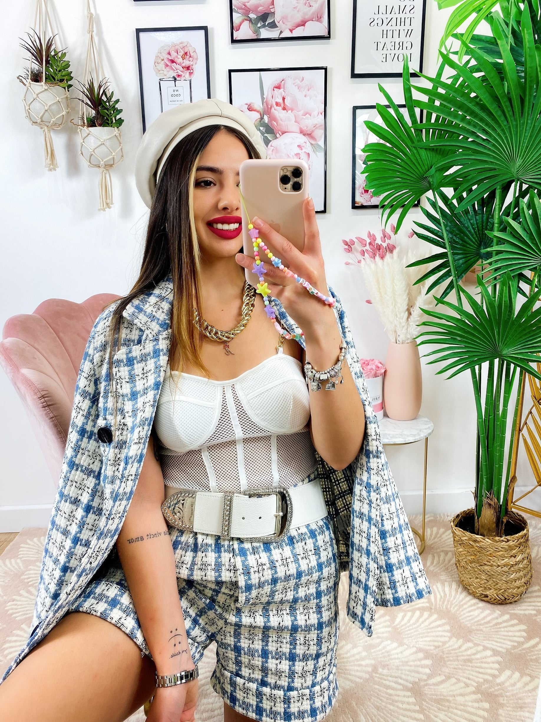 Completo Short e giacca pied de poule carta da zucchero
