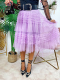 Gonna in tulle a balze lilla