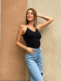 Top a costine nero spalline oro